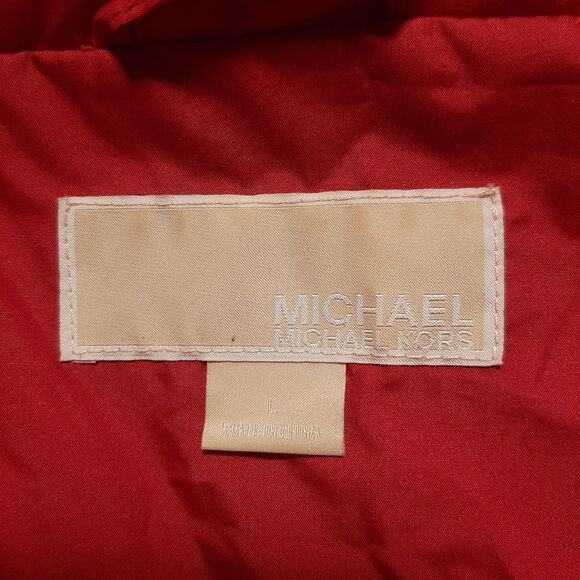 Michael Kors Faux Fur Trim Chevron Quilted Down Coat Size Large - Picture 7 of 9